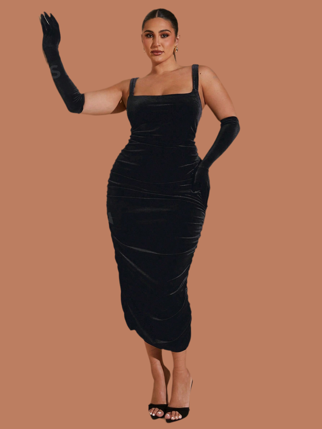 Plus Size Fall Sweet And Elegant Woman Black Velvet