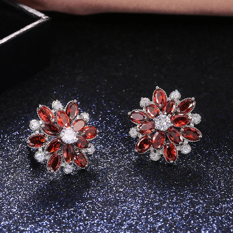 Cute Big Bling Cubic Zirconia 925 Silver Needle Stud Earrings