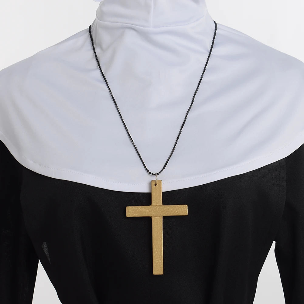 Nun Halloween Costume for Women Dress Scary Cosplay Mary Priest Dresses