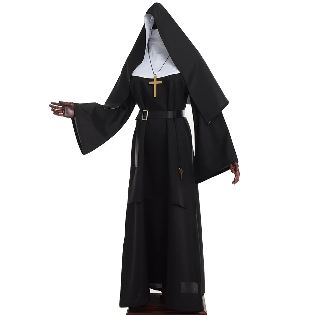 Nun Halloween Costume for Women Dress Scary Cosplay Mary Priest Dresses