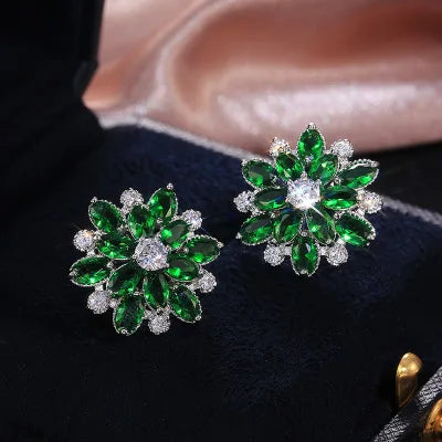 Cute Big Bling Cubic Zirconia 925 Silver Needle Stud Earrings