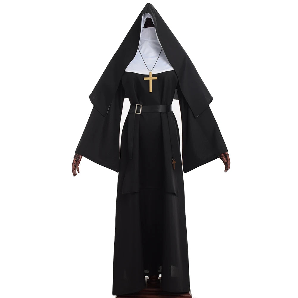 Nun Halloween Costume for Women Dress Scary Cosplay Mary Priest Dresses