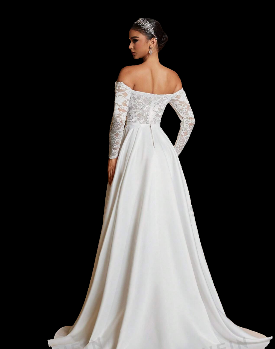 Off-Shoulder Long SleeveSlit Fishtail WEDDING Dress