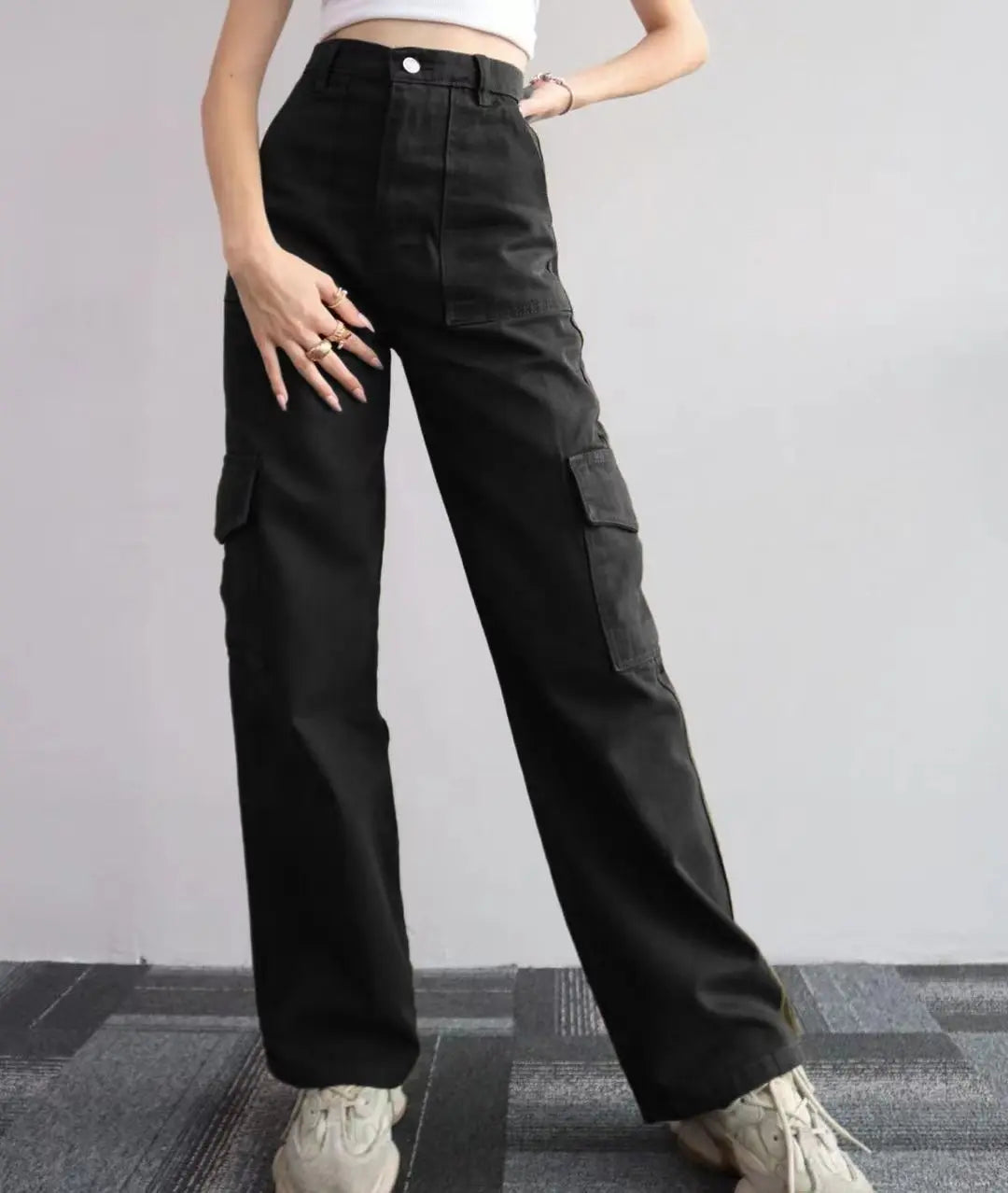 New Straight Cargo High Waist Baggy Trousers