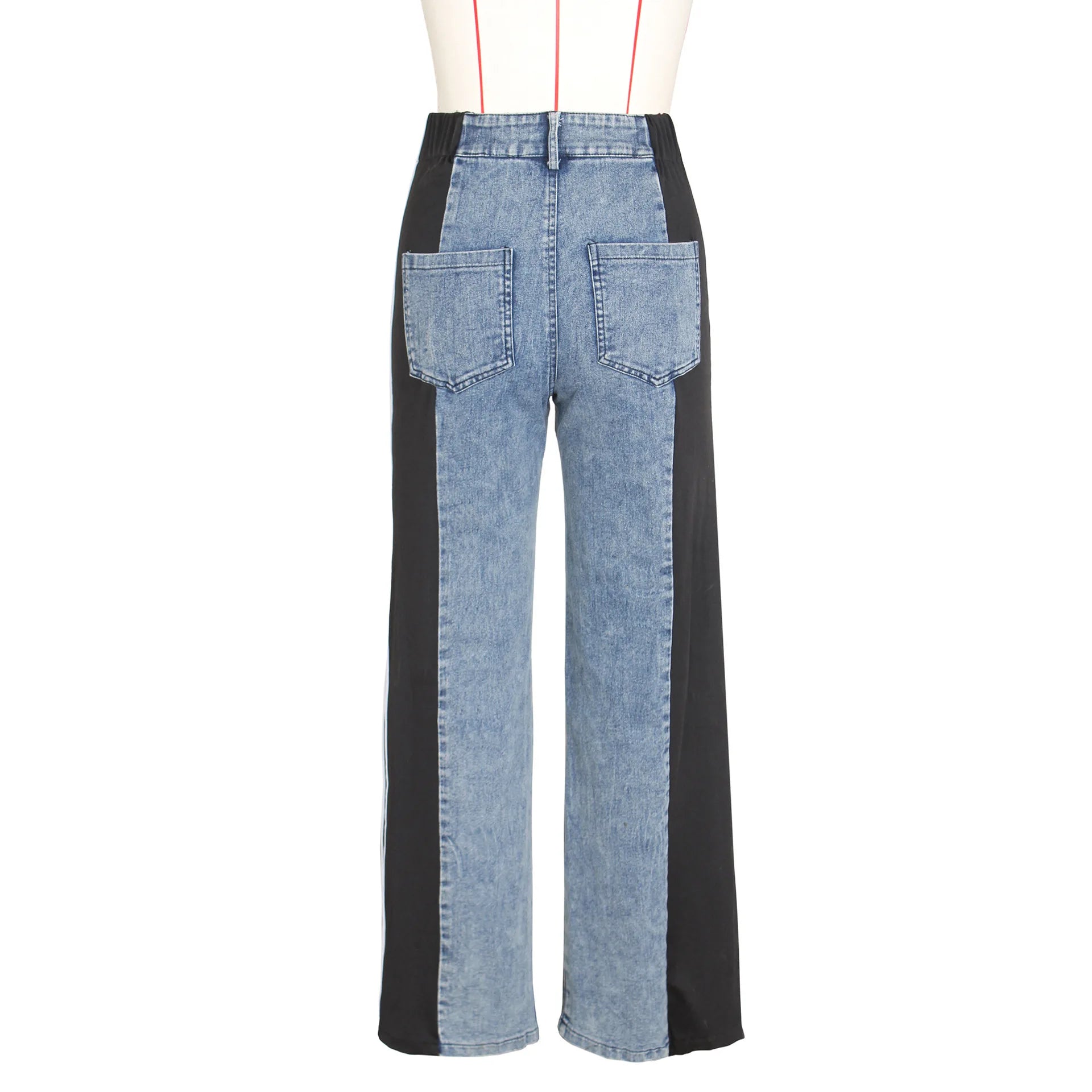 Jeans Patchwork High Waist Loose