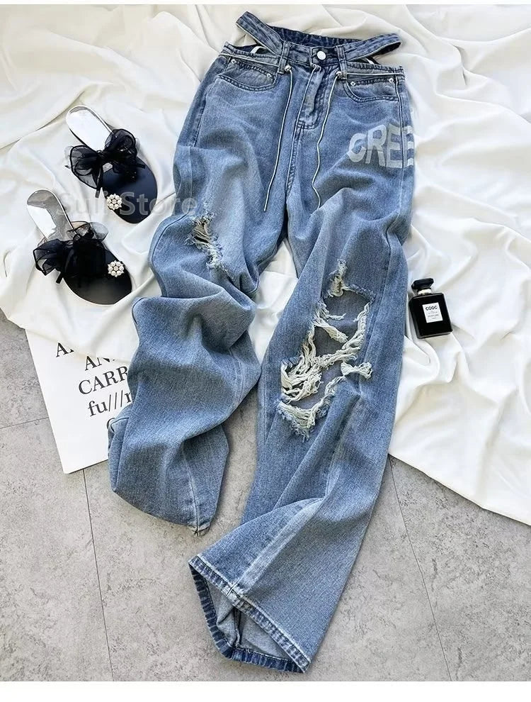 Ripped Jeans  Vintage High Waist