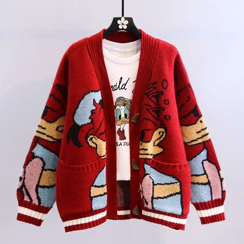 Disney Knitted Cardigan Donald Cartoon Sweaters