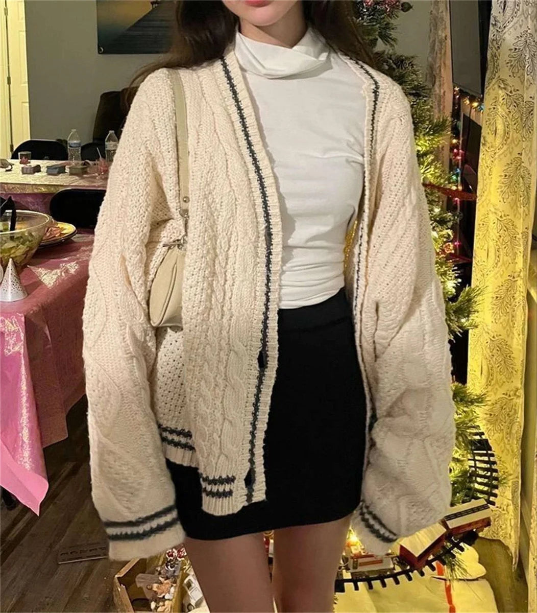 Women Winter Loose Knitted Cardigans Coat