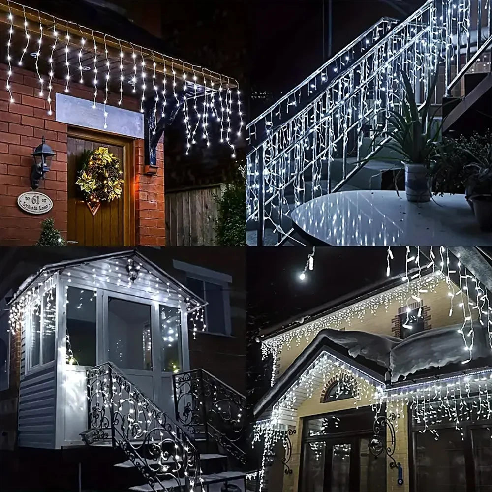 Christmas Decorations Lights Solar Icicle Curtain