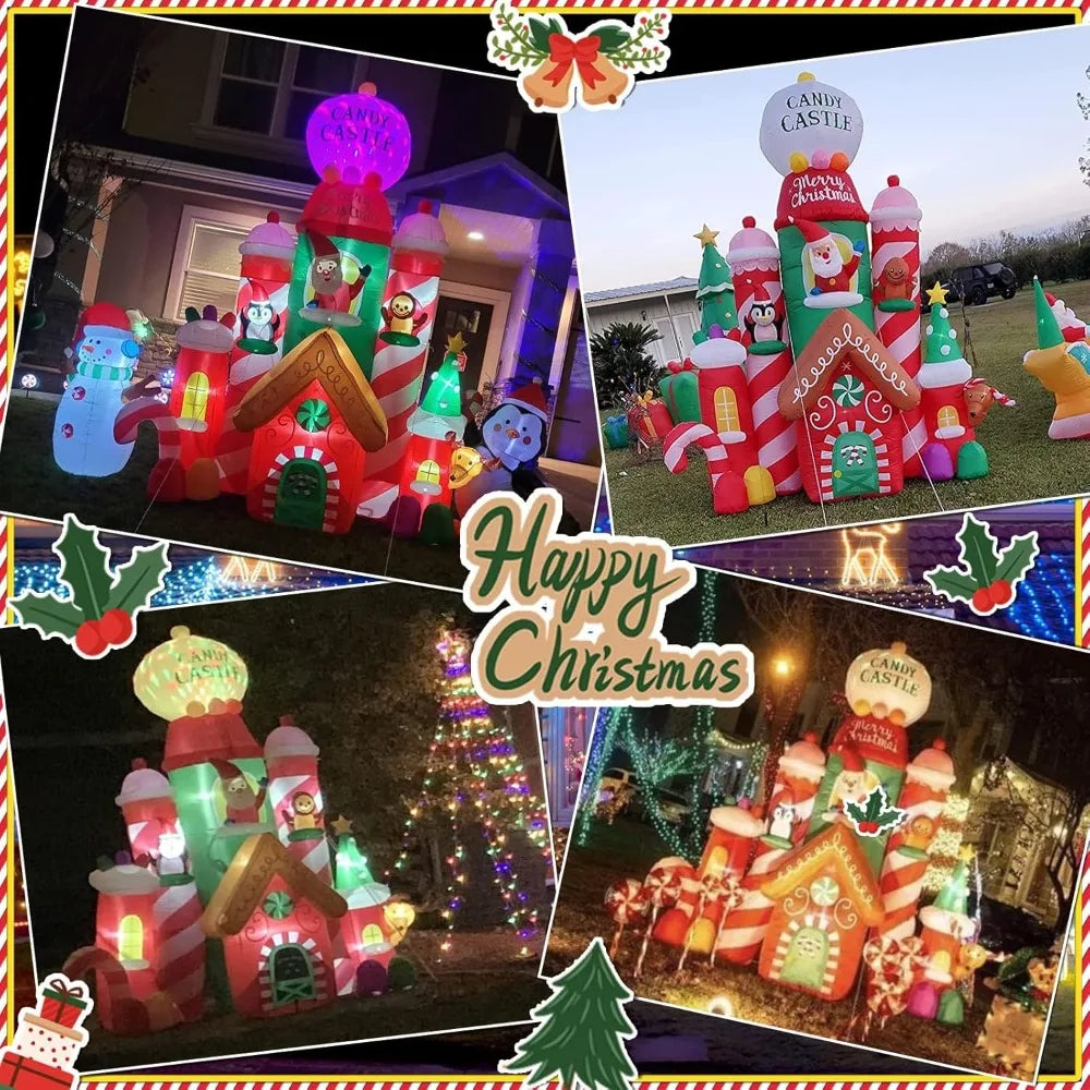 10Ft Christmas Inflatables Candy Castle Decoration