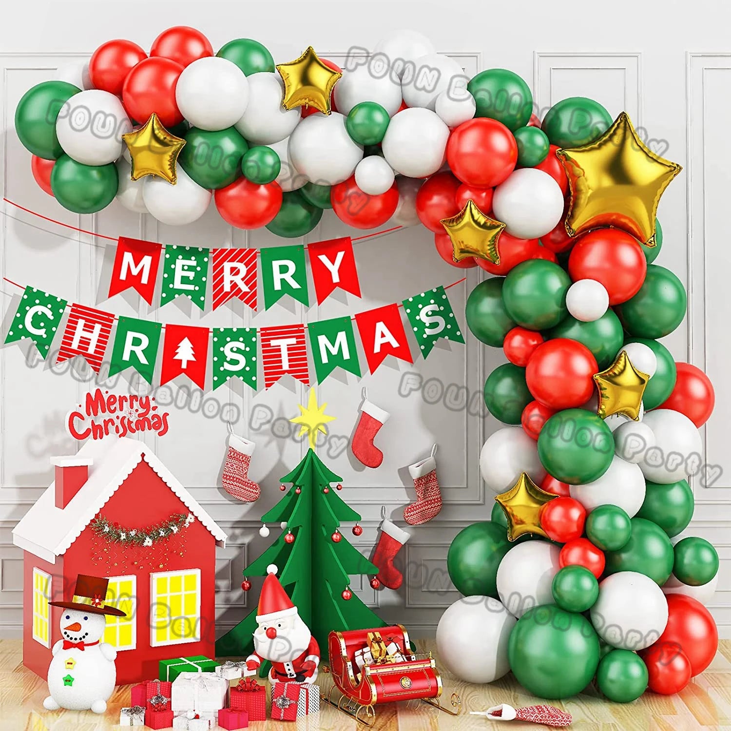 Christmas Balloons Garland Green Red Box Candy Balloons