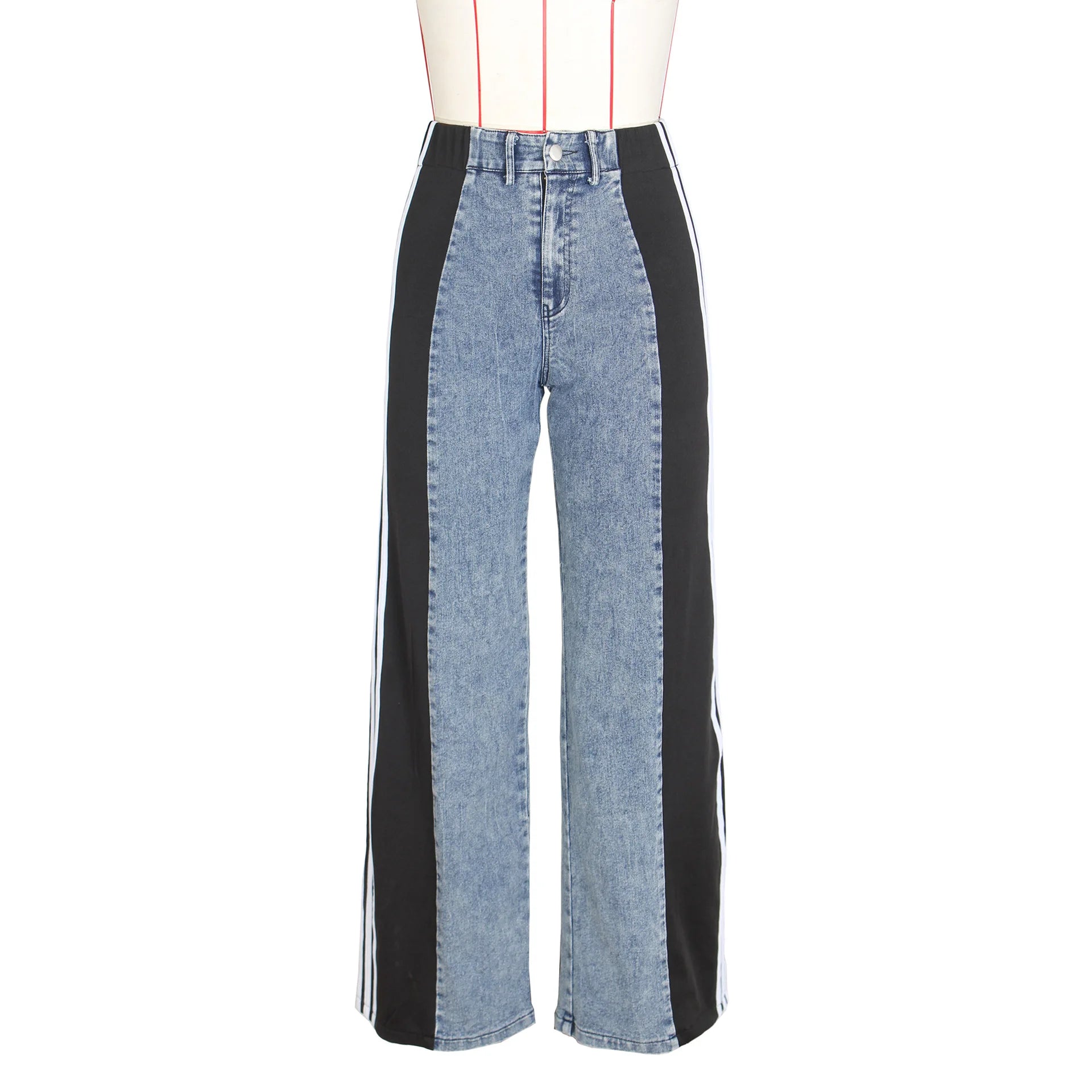 Jeans Patchwork High Waist Loose