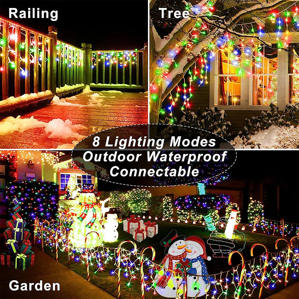 Christmas Decorations Lights Solar Icicle Curtain