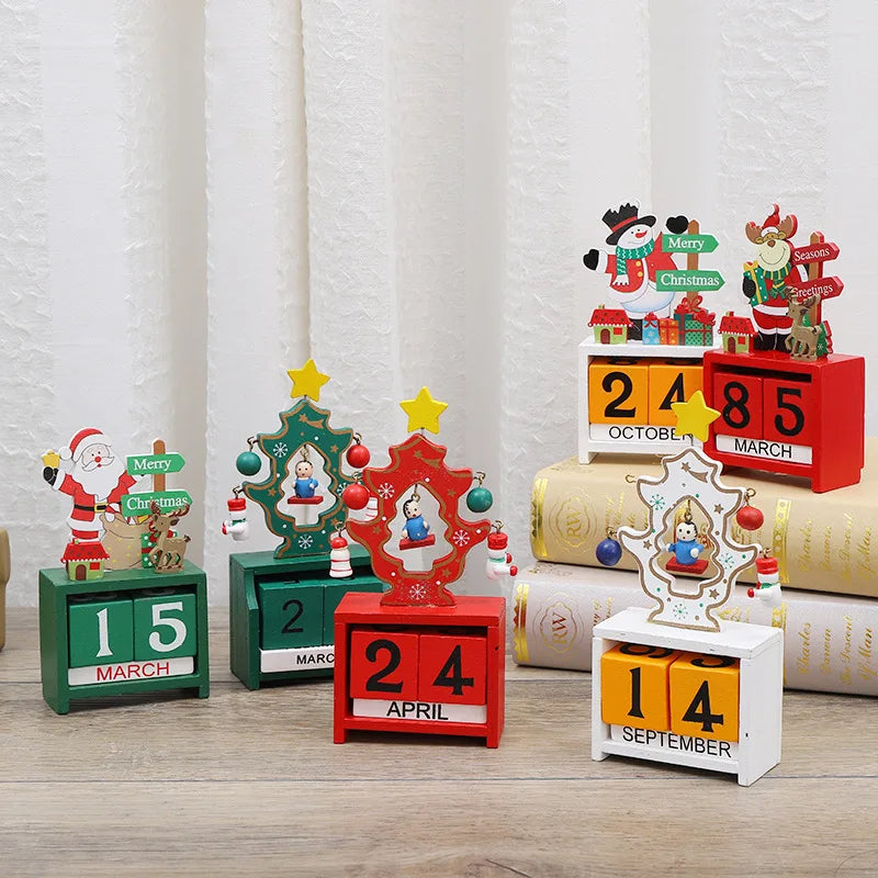 Desktop Christmas Tree Santa DIY Decoration Wooden Christmas