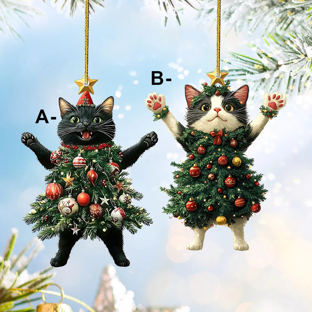 Christmas Tree Cat Decorations Holiday