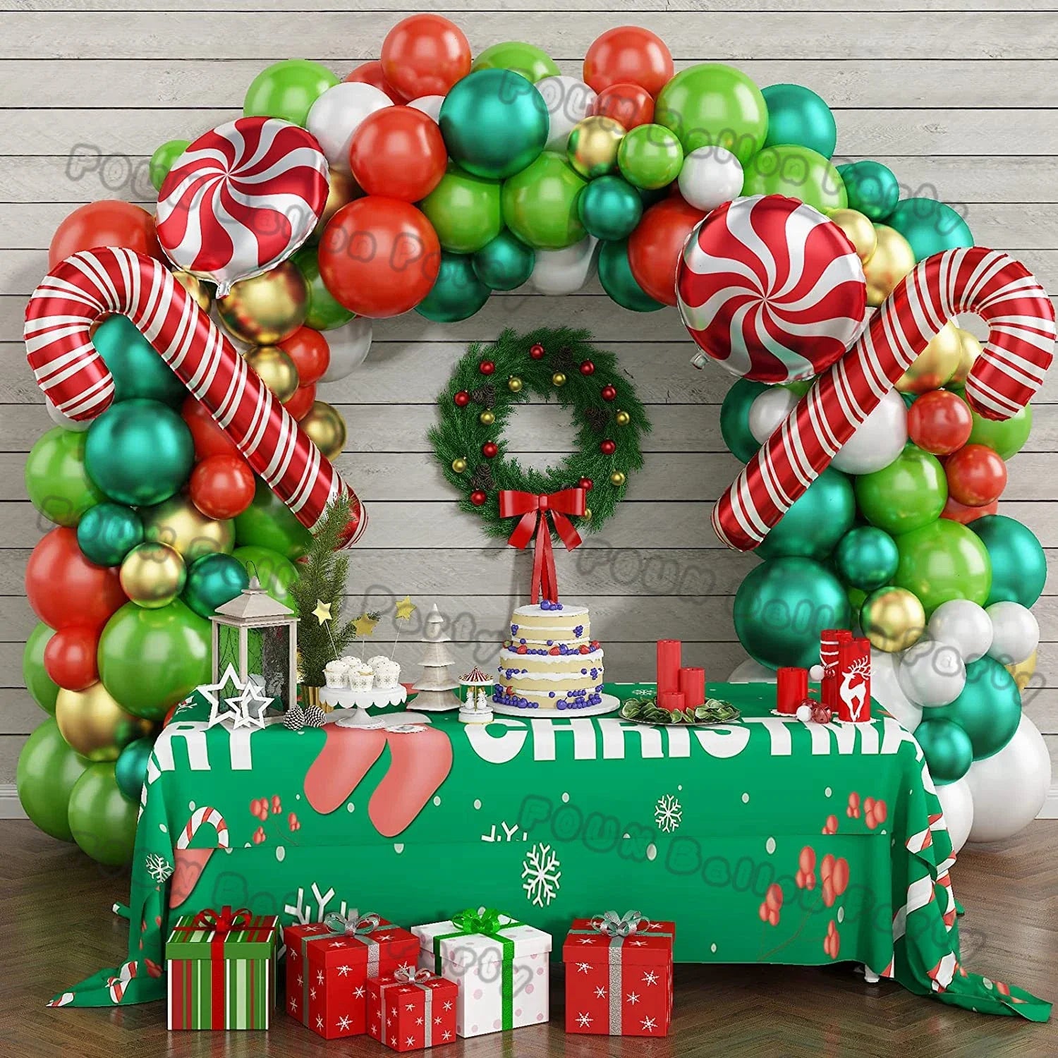 Christmas Balloons Garland Green Red Box Candy Balloons