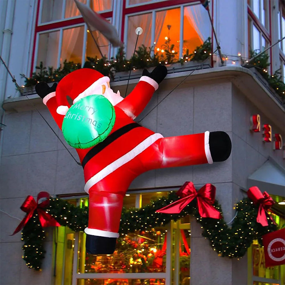 Climbing Santa Inflatable with Built-in LED Lights