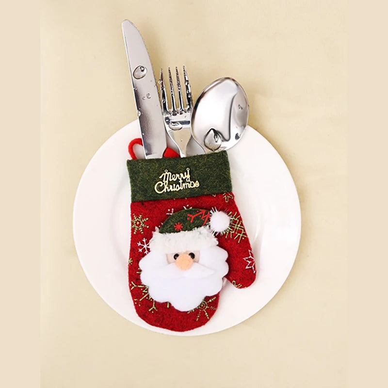 Christmas Decorations Knifes Fork Gloves Bag Holder Home