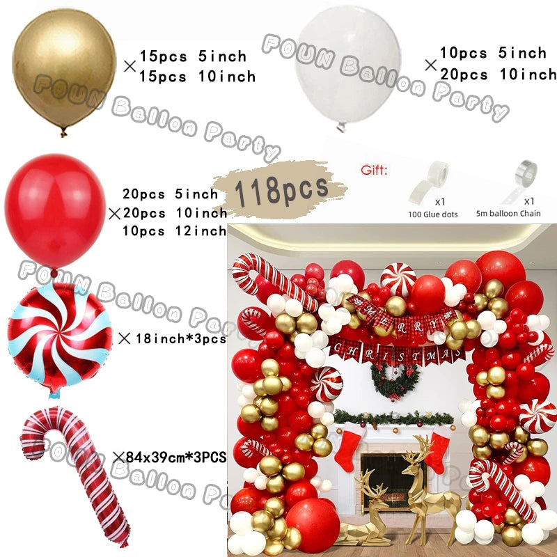 Christmas Balloons Garland Green Red Box Candy Balloons