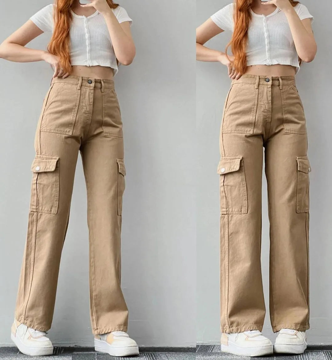 New Straight Cargo High Waist Baggy Trousers