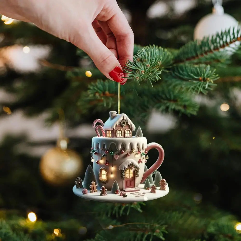 Christmas Coffee Cup Ornaments Coffee Mug Decorative Tree