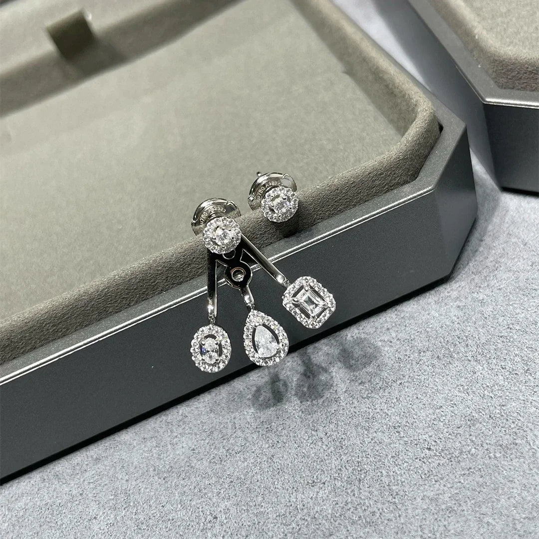 925 Sterling Silver  Diamond Earrings