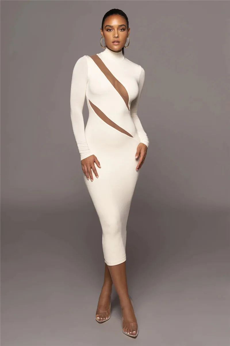 Long Sleeve Bodycon Sexy Maxi Dress