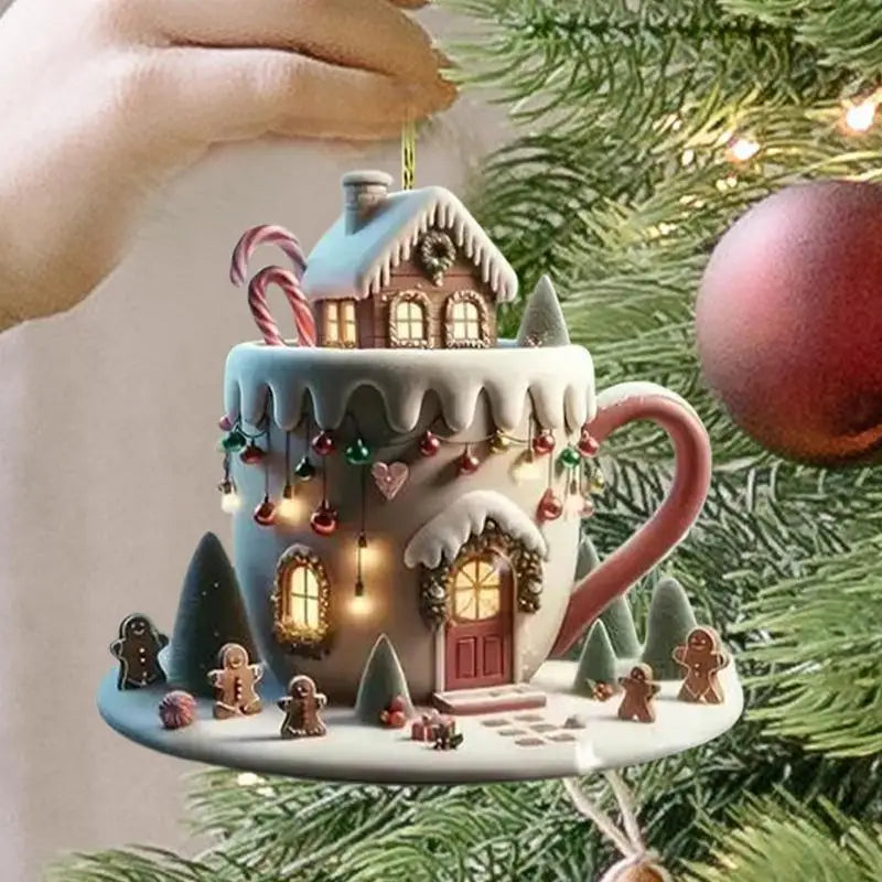 Christmas Coffee Cup Ornaments Coffee Mug Decorative Tree