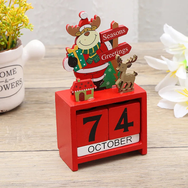 Desktop Christmas Tree Santa DIY Decoration Wooden Christmas