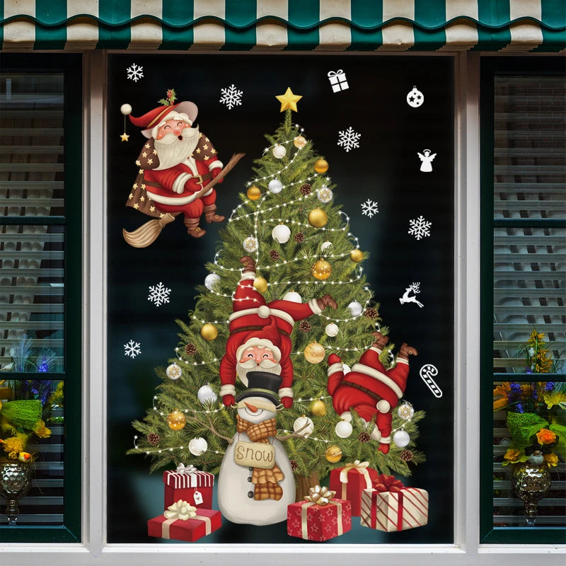 Christmas Window Stickers Santa Claus Xmas Tree