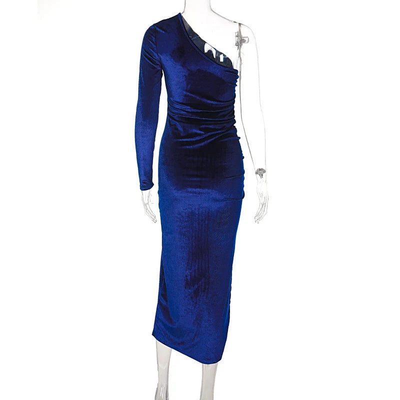 Long Sleeve Velvet Bodycon Midi Dress