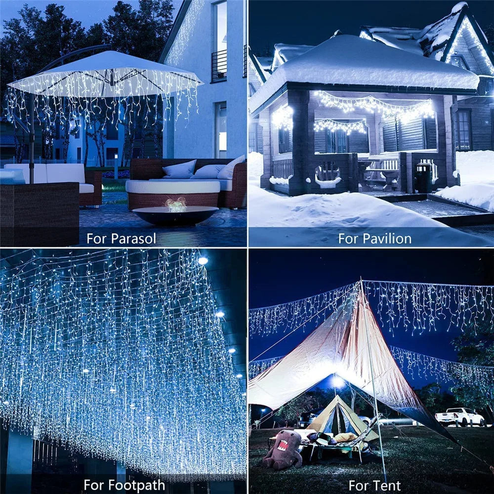 Christmas Decorations Lights Solar Icicle Curtain