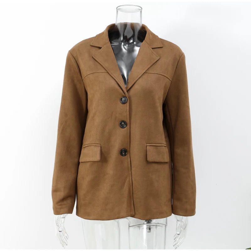 Vintage Brown Lapel With Pocket Jacket