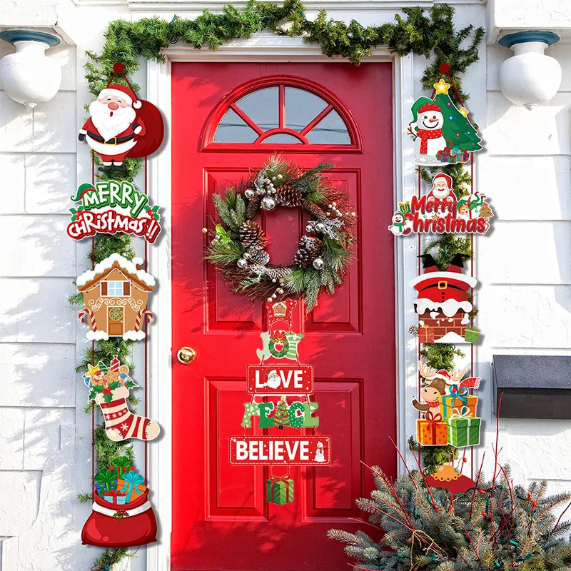 Christmas Porch Door Hanging Banner