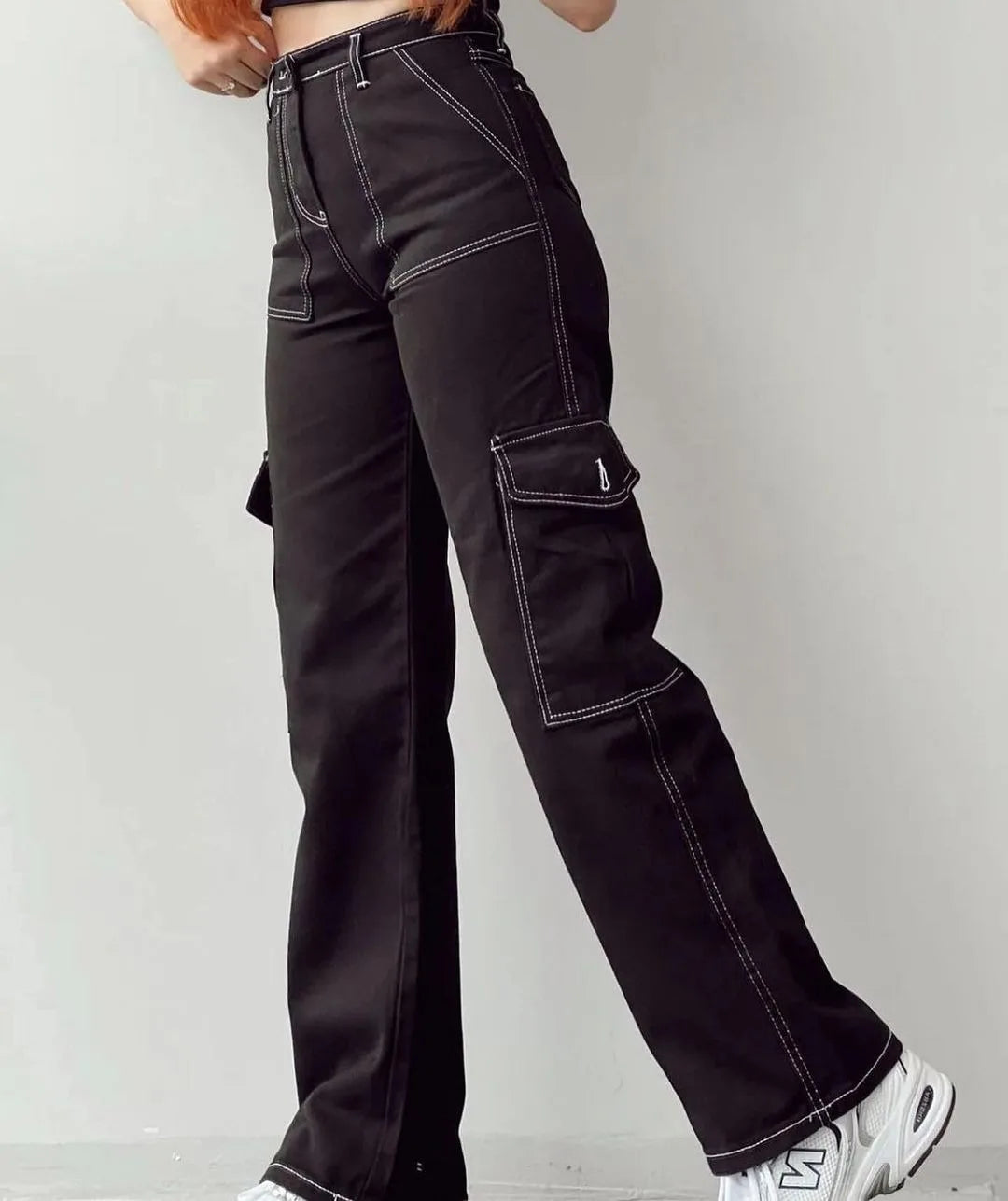 New Straight Cargo High Waist Baggy Trousers