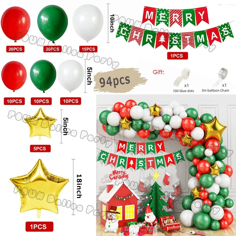 Christmas Balloons Garland Green Red Box Candy Balloons