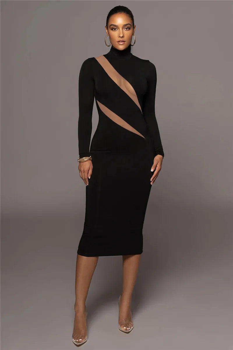 Long Sleeve Bodycon Sexy Maxi Dress