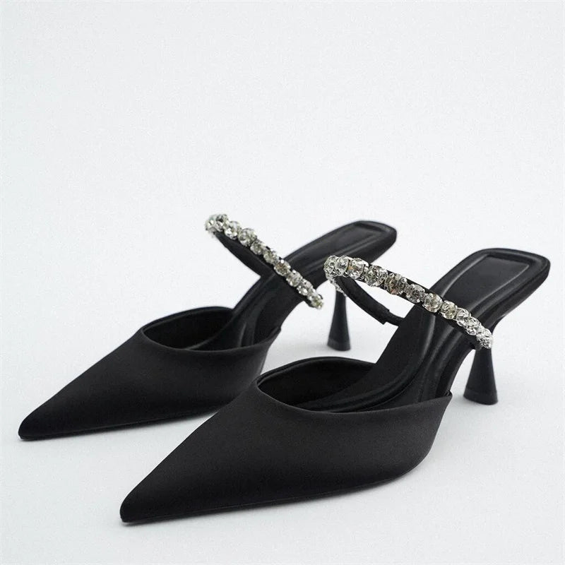 2024 Black Rhinestones Heeled