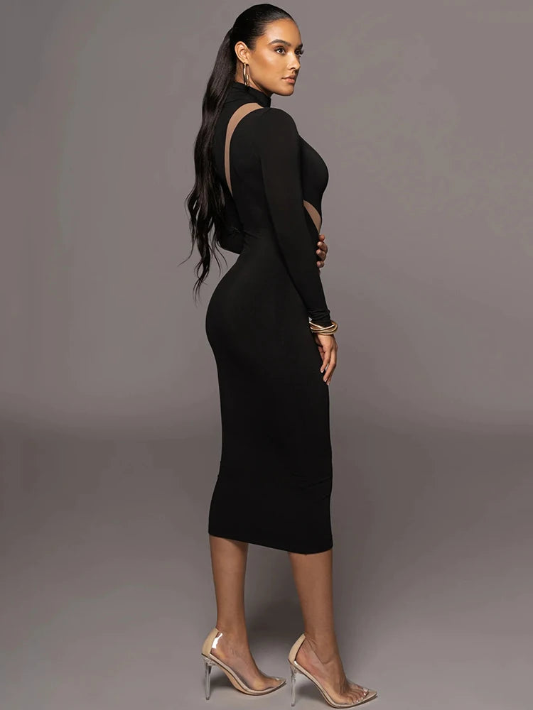 Long Sleeve Bodycon Sexy Maxi Dress