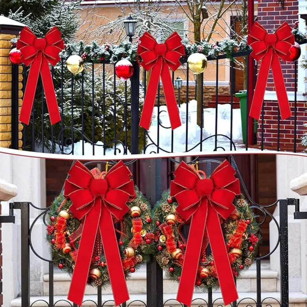 Red Christmas Bows Outdoor Decorations Large Christmas