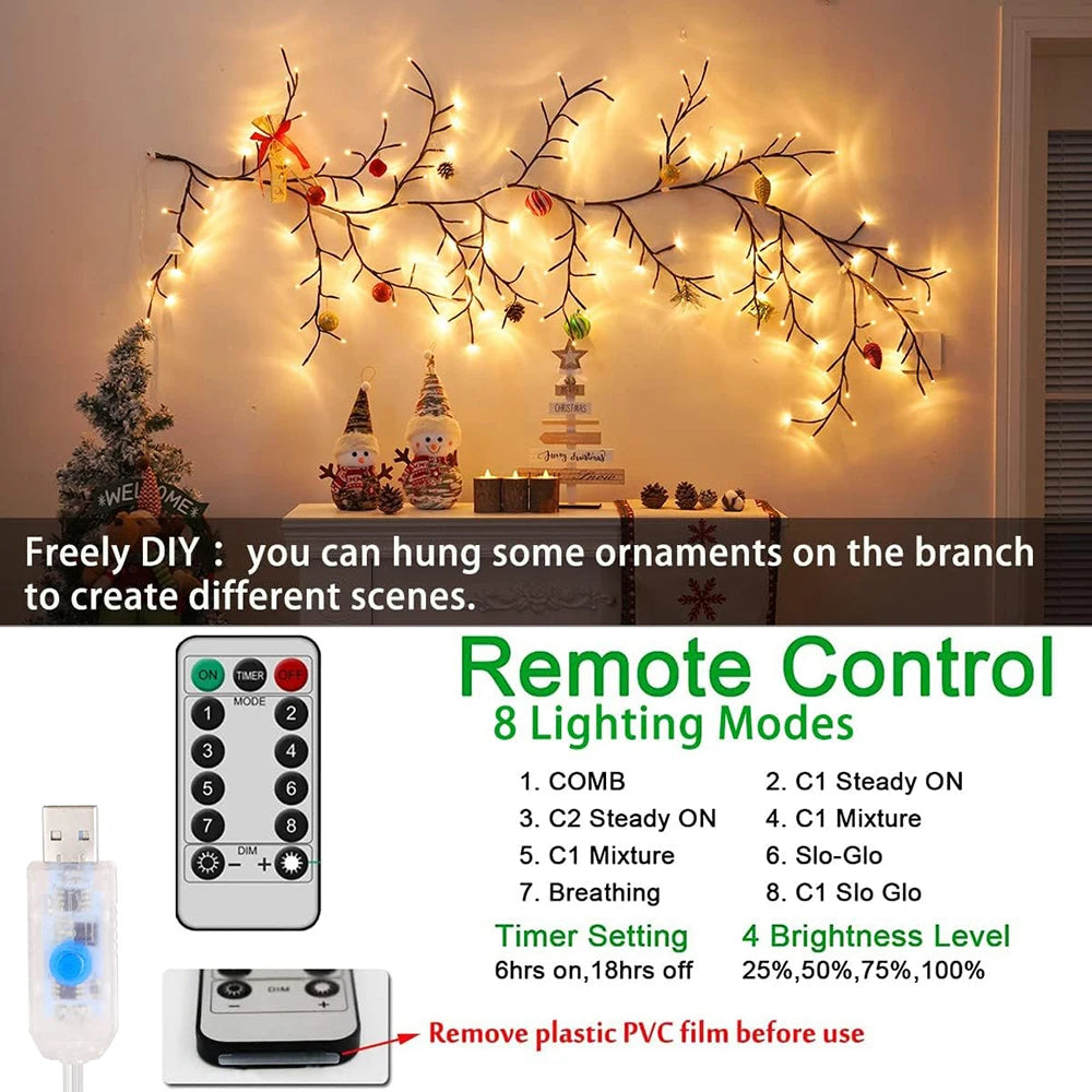 1PCS 96Leds Outdoor USB Tree and Vine Light 8 Mode