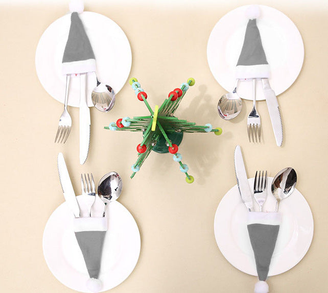 Table Accessories Christmas Hat Fork Knife Cutlery Bag