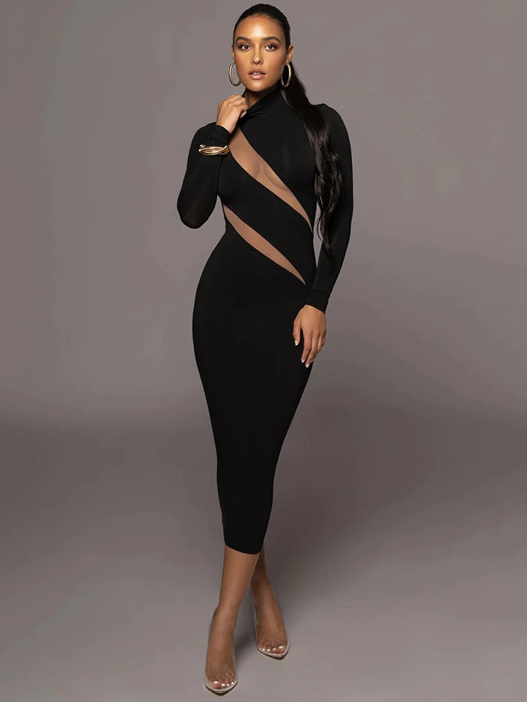 Long Sleeve Bodycon Sexy Maxi Dress