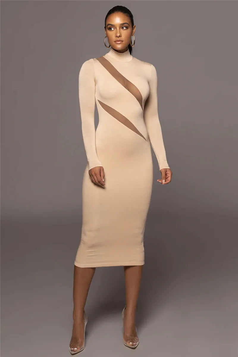 Long Sleeve Bodycon Sexy Maxi Dress