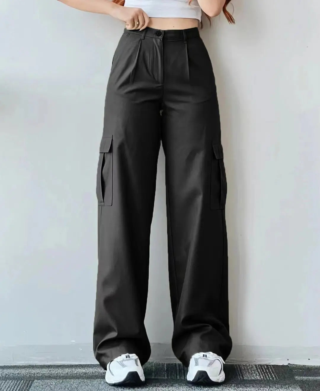 New Straight Cargo High Waist Baggy Trousers