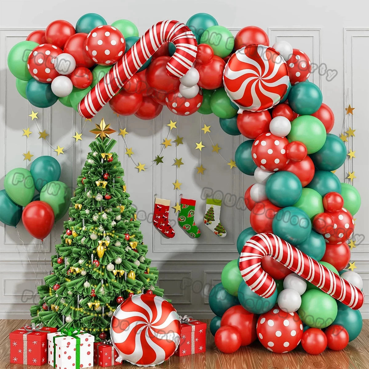 Christmas Balloons Garland Green Red Box Candy Balloons