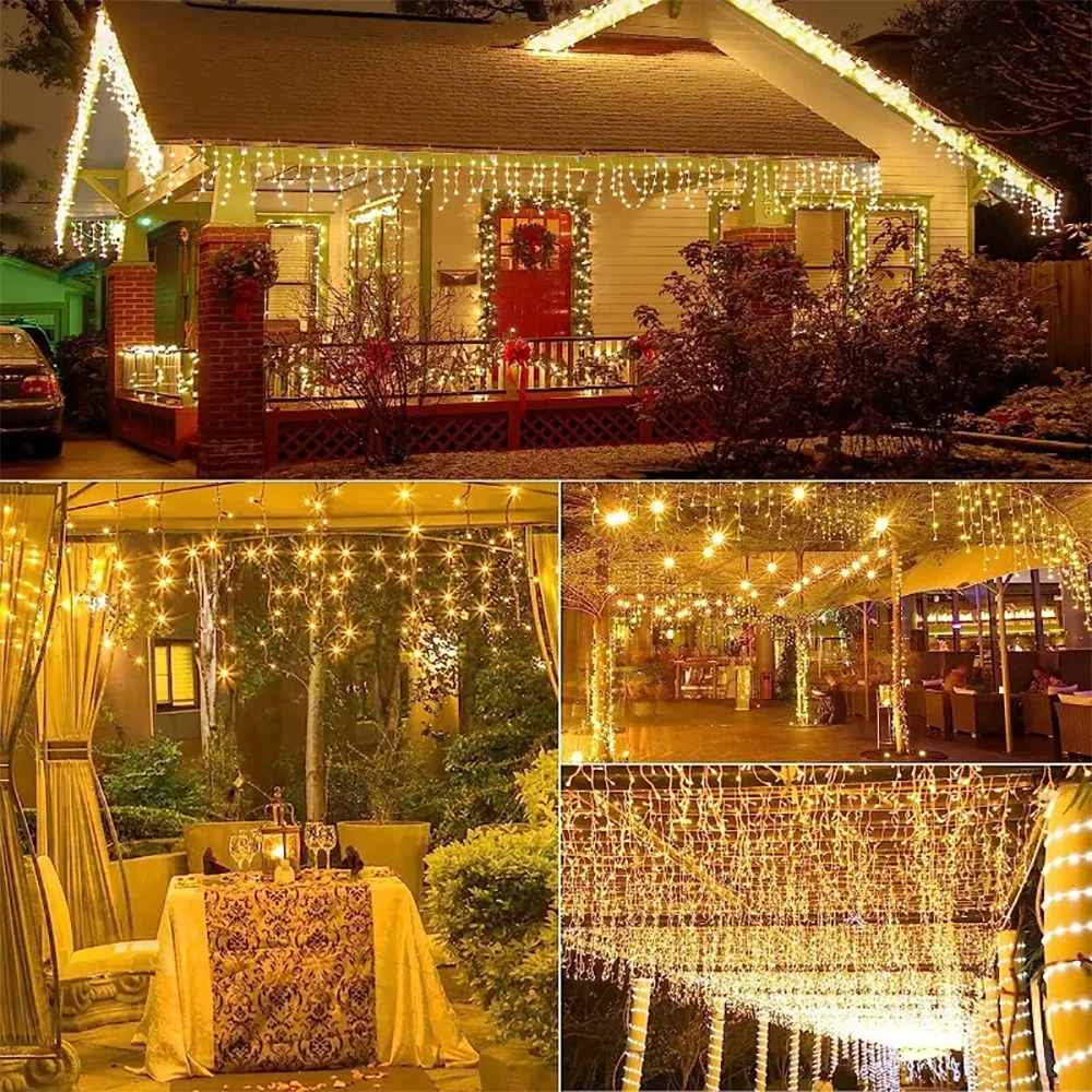 Christmas Decorations Lights Solar Icicle Curtain