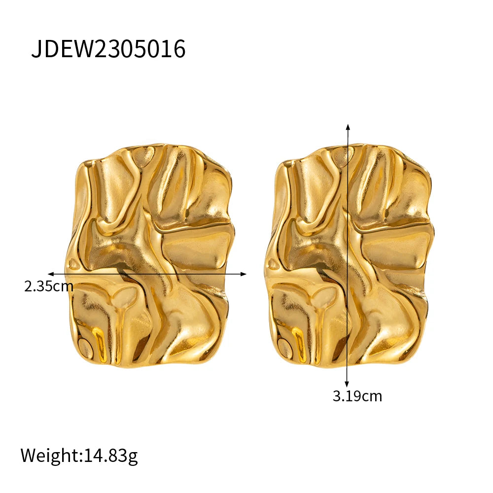 Large Stud Earrings 18K Gold Plated