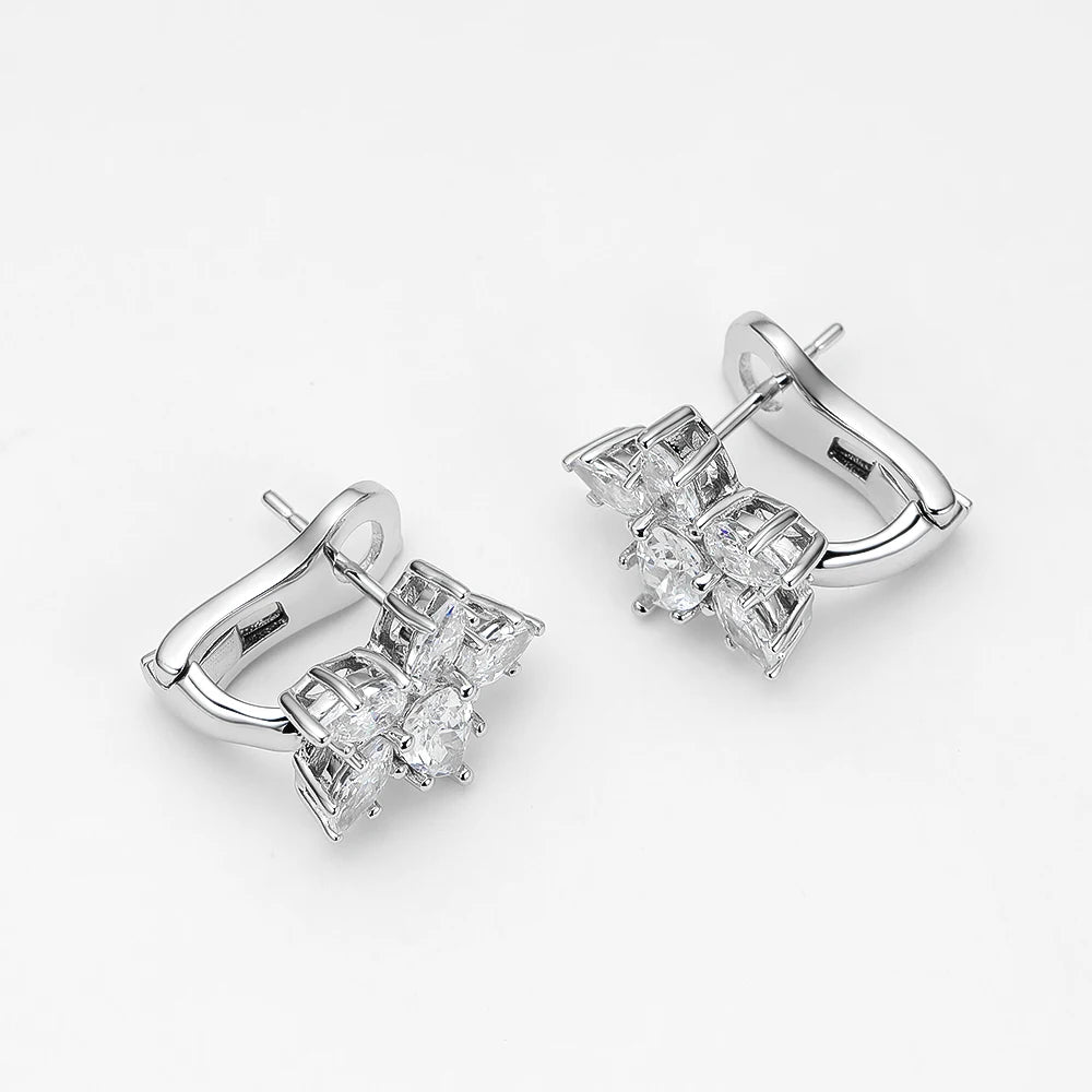 925 Sterling Silver Sparkling High Carbon Diamond Earrings