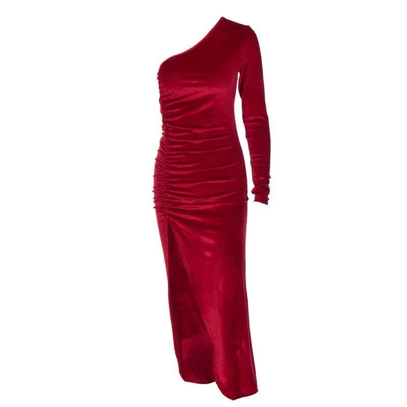 Long Sleeve Velvet Bodycon Midi Dress